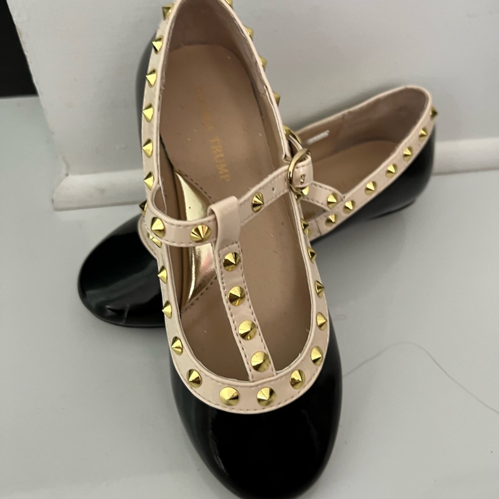 Girls brand new. Ivanka Trump black patent and cream flat shoes.